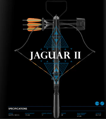EK ARCHERY JAGUAR II Pro CROSSBOW RIFLE, BLACK STOCK, 175LB, 260FPS - Image 4