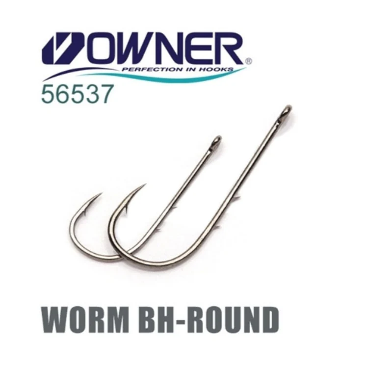 Owner Worm BH-Round Hook 56537 (Eyed) | Size: 6-12