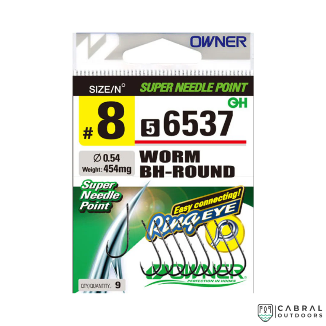 Owner Worm BH-Round Hook 56537 (Eyed) | Size: 6-12 - Image 2